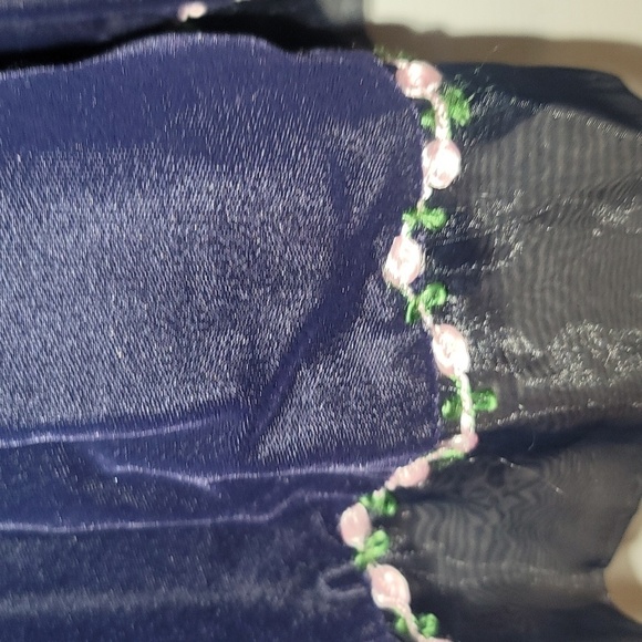 Vintage Blue Velvet Dress - Picture 2 of 4